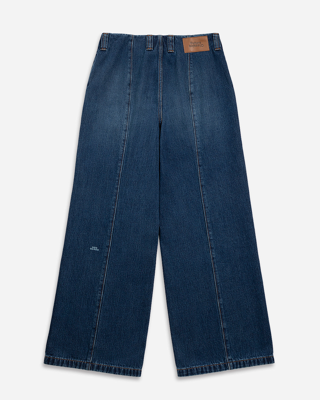 Mid Indigo Panel Jeans Womens Dark Wash Wide Leg Jeans Contrast Denim Wash Indigo
