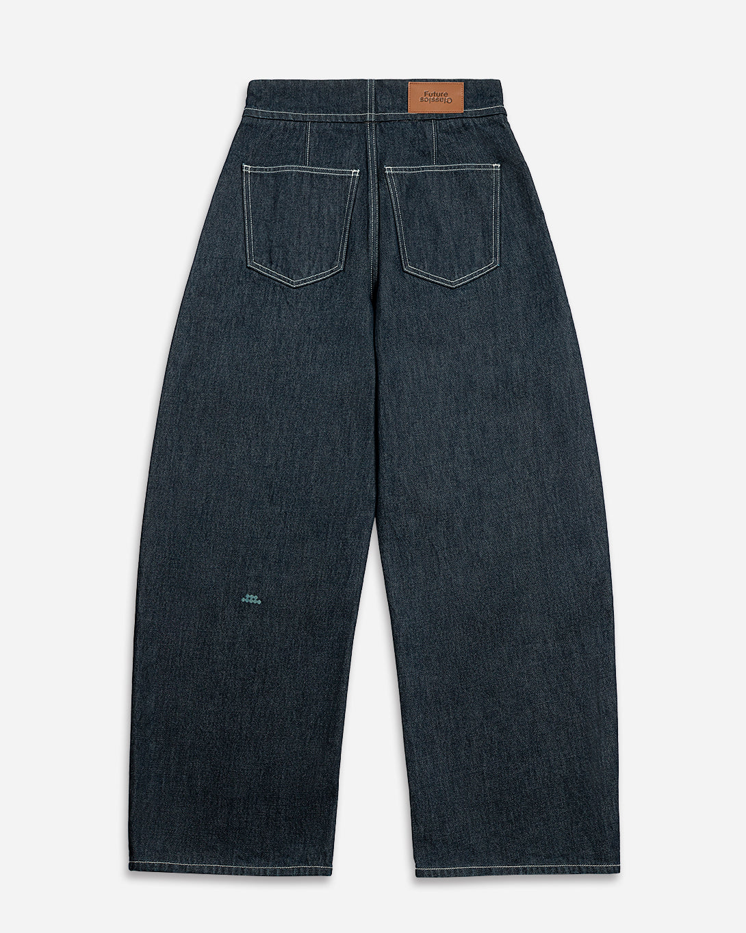 Dk Indigo Rinse Wash Round Jeans Womens Wide Leg Dark Denim Wash Jeans Button Up Closure High Waisted Denim