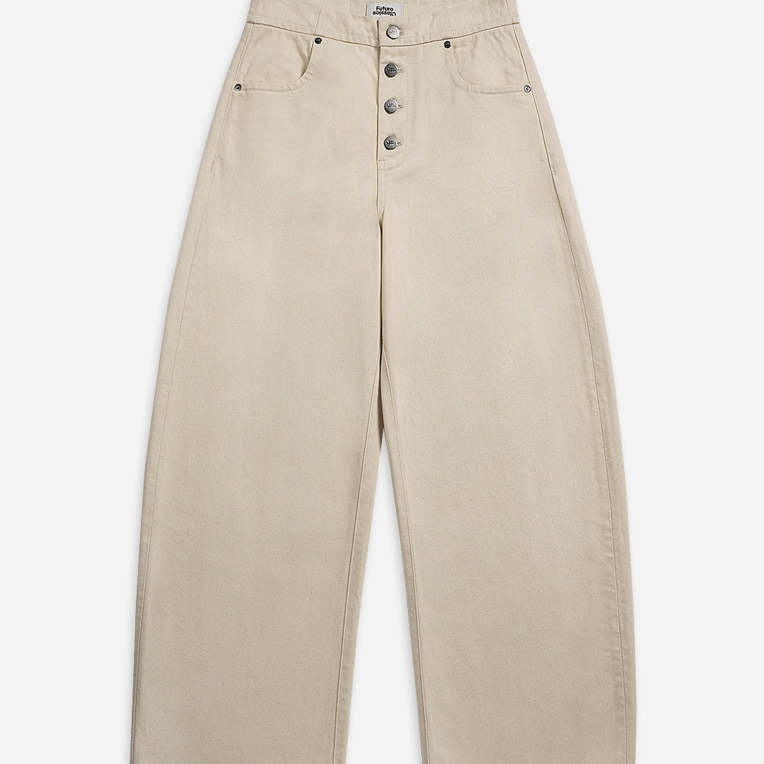 Seedpearl Raw Round Jeans Womens Wide Leg Light Wash jeans Button Up Closure Denim High Waisted Jeans