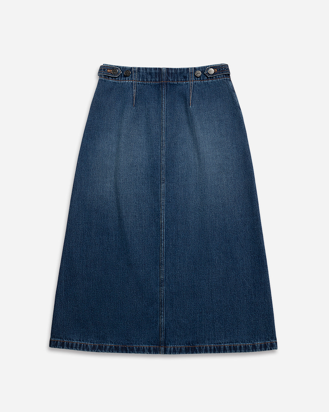 Mid Indigo Panel Denim Skirt Womens Long Skirt Denim Skirt Zip Closure Washed Denim Skirt
