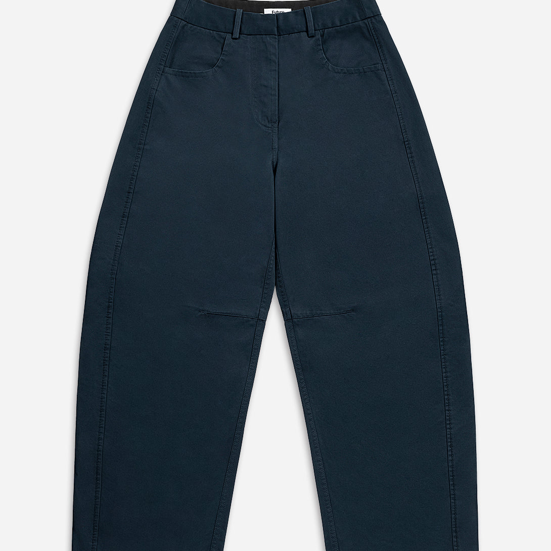 Carbon Round Trousers Womens Shaped Trouser Pants Wide Leg Trousers Cotton Fabric