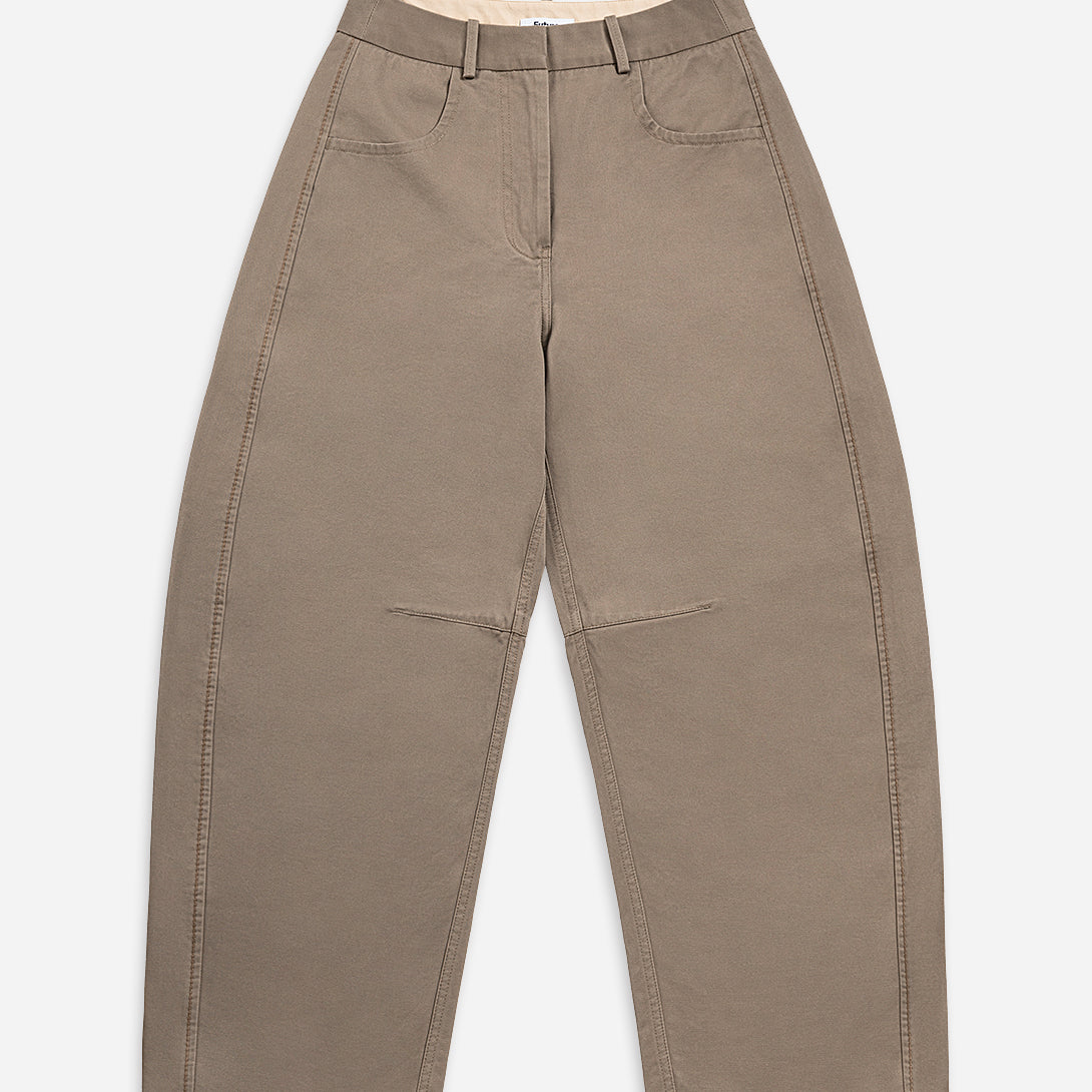 Lead Grey Round Trousers Womens Shaped Trouser Pants Wide Leg Trousers Cotton Fabric
