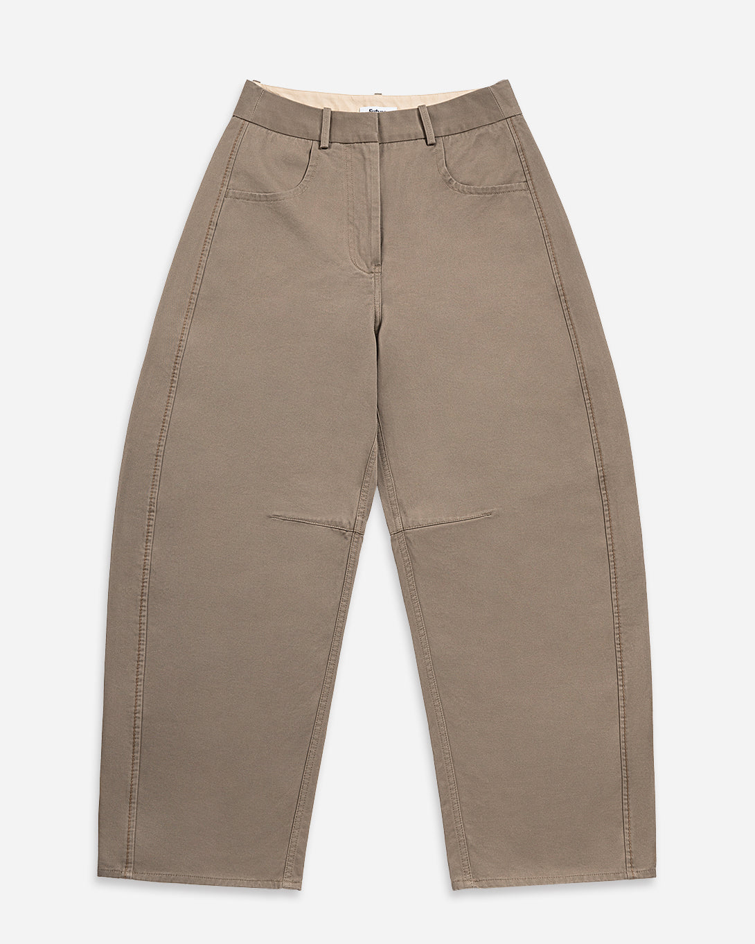 Lead Grey Round Trousers Womens Shaped Trouser Pants Wide Leg Trousers Cotton Fabric