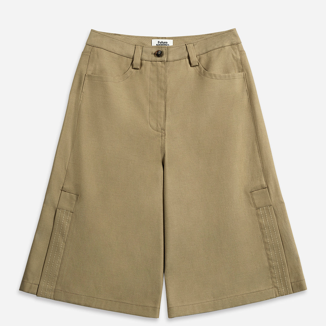 Lead Grey Side Slit City Shorts Womens Baggy Long Shorts Slit Side Feature Cotton Shorts