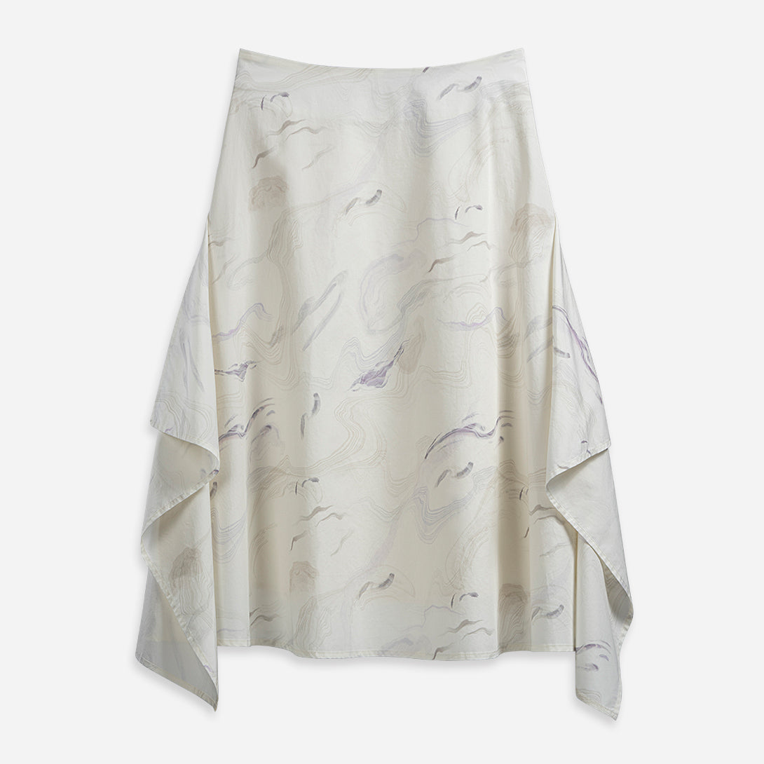 Seedpearl AOP AOP Draped Skirt Womens All Over Print Long Skirt Draped Features Skirt Womens Print Dress