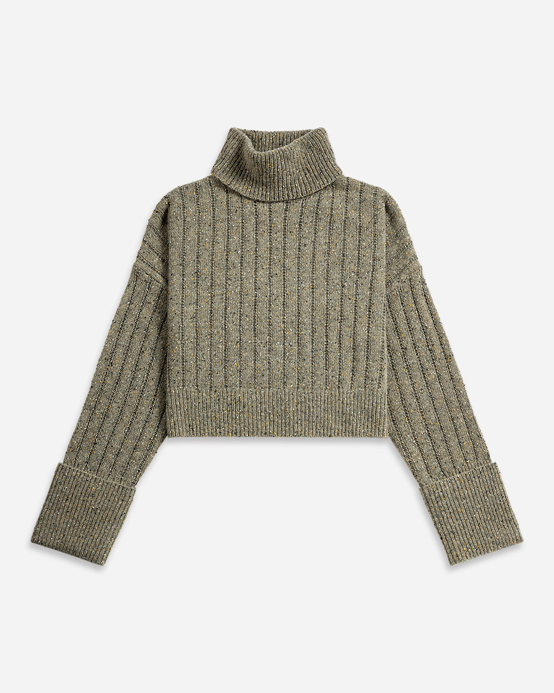 Olive Heather Cuffed Turtleneck Sweater Womens Cropped Knit Turtleneck Sweater Wool Cashmere Sweater Long Sleeve Pullover