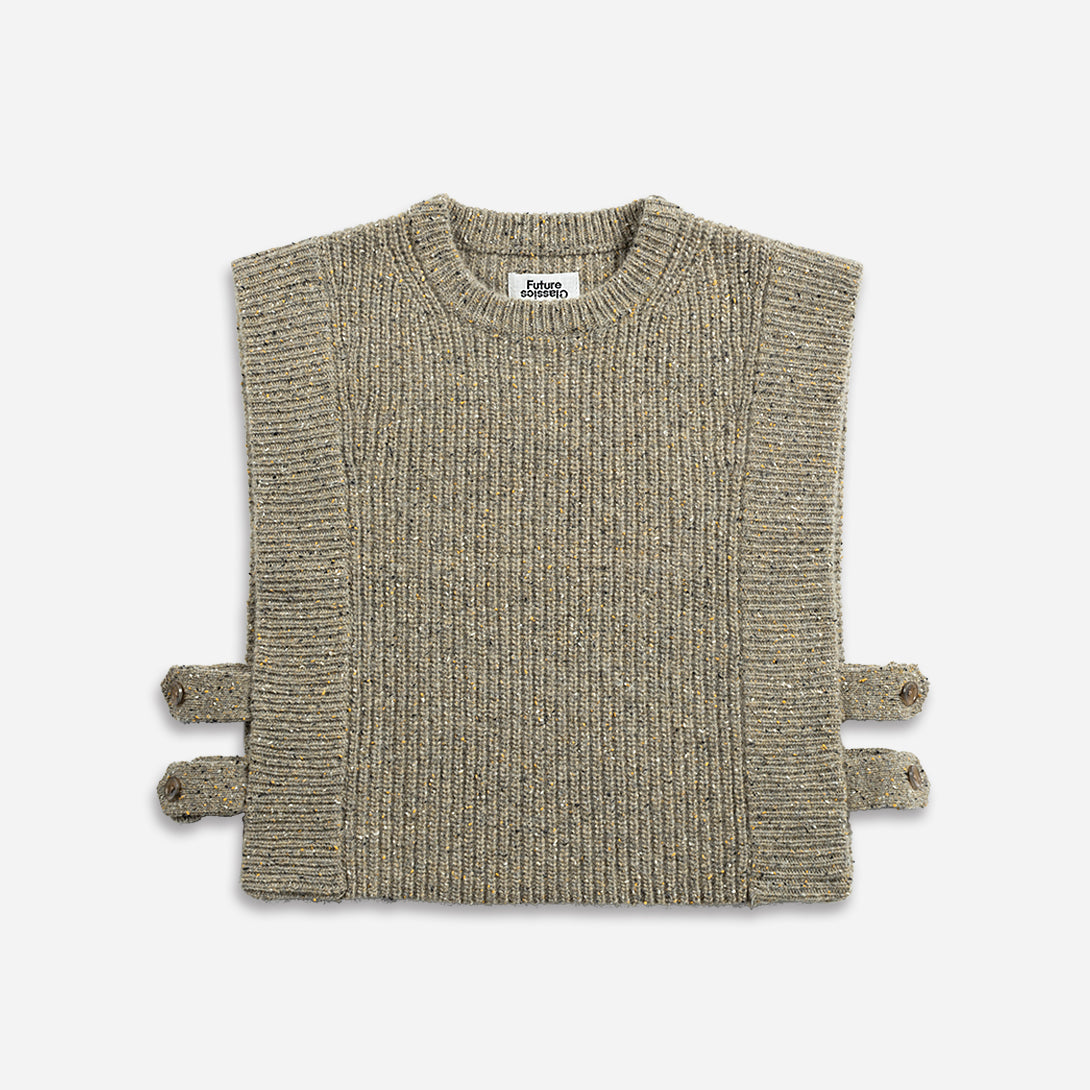 Olive Heather Cropped Boxy Sweater Vest Womens Sleeveless Sweater Top Wool Cashmere Top