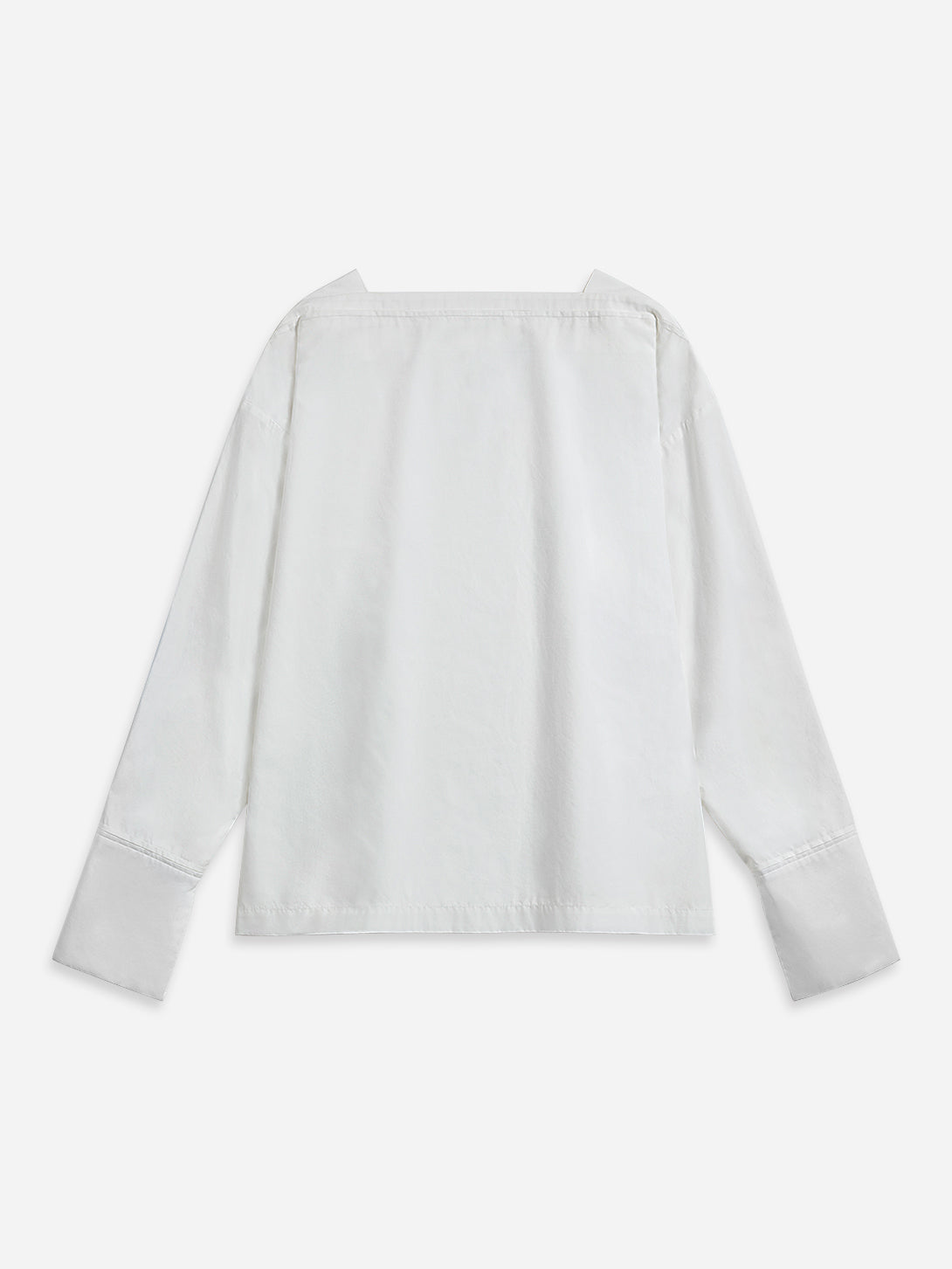 Offwhite Structural Top Womens Woven Long Sleeve Top Relaxed Neck Fit Cotton Top