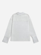 Offwhite Asymmetric Collar Top Womens Long Sleeve White Collared Woven Shirt Womens Loose Relaxed Fit Shirt
