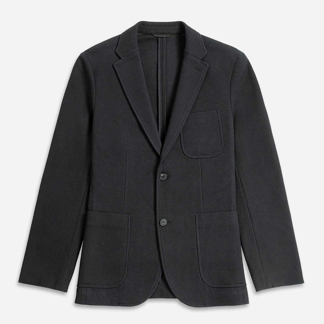 Black Perry Honeycomb Knit Blazer Mens Structured Stretch Blazer Texture Honeycomb Knit Casua Blazer Sports Jacket Single Breasted Coat