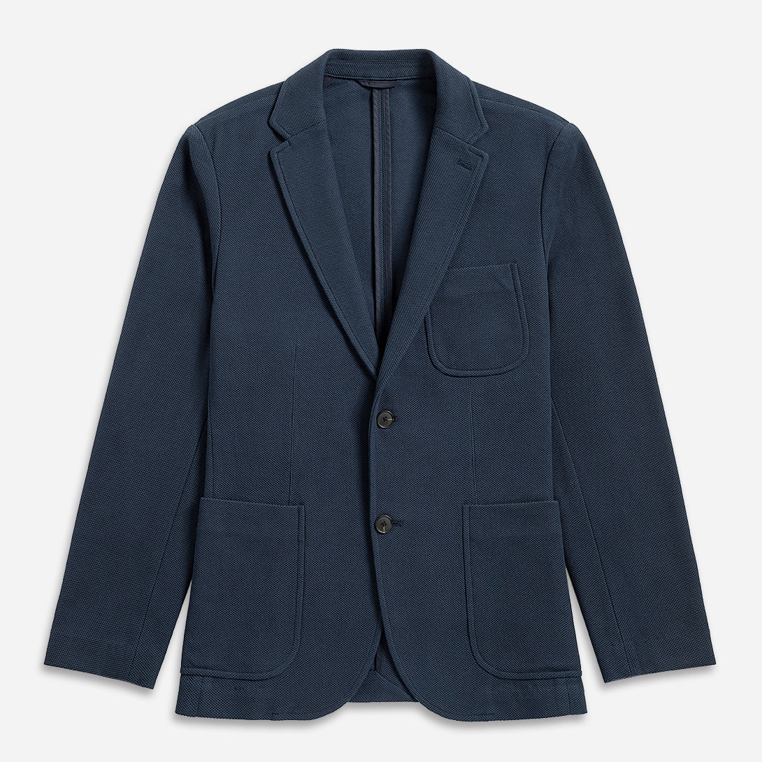 Dk Navy Perry Honeycomb Knit Blazer Mens Structured Stretch Blazer Texture Honeycomb Knit Casua Blazer Sports Jacket Single Breasted Coat