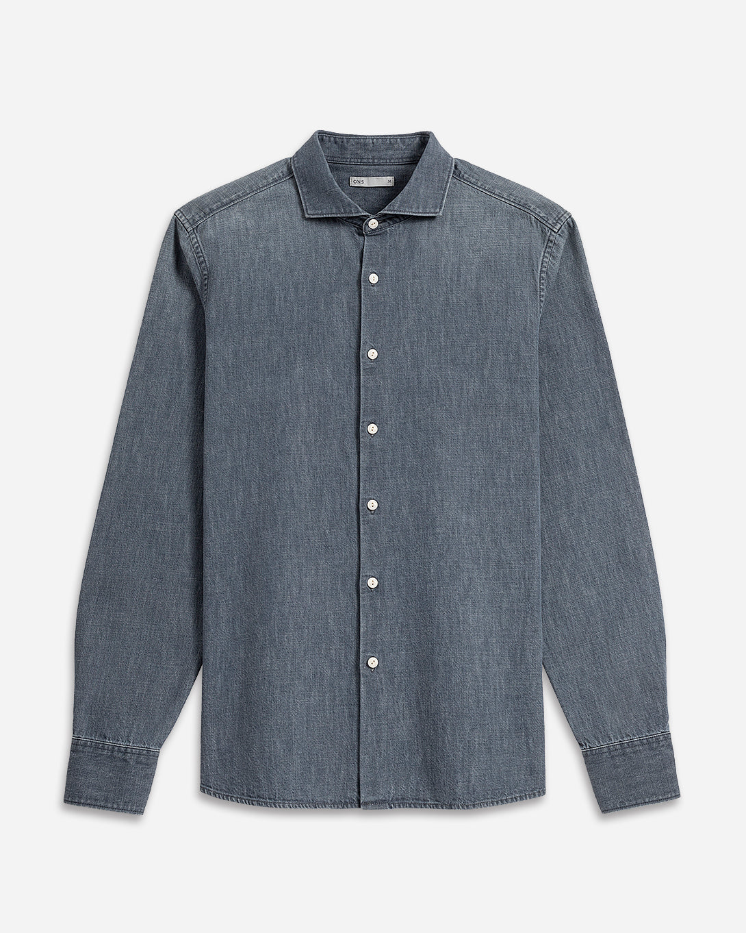 Mid Indigo Arthur Denim Shirt Mens Denim Cutaway Collar Button Up Shirt Faded Denim Durable Denim Shirt Casual Button Up