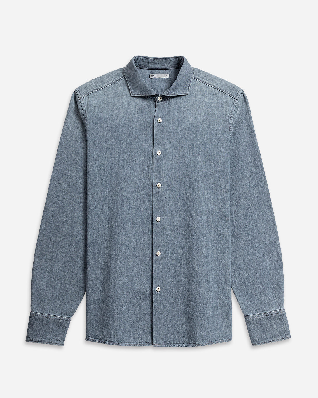 Lt Indigo Arthur Denim Shirt Mens Denim Cutaway Collar Button Up Shirt Faded Denim Durable Denim Shirt Casual Button Up