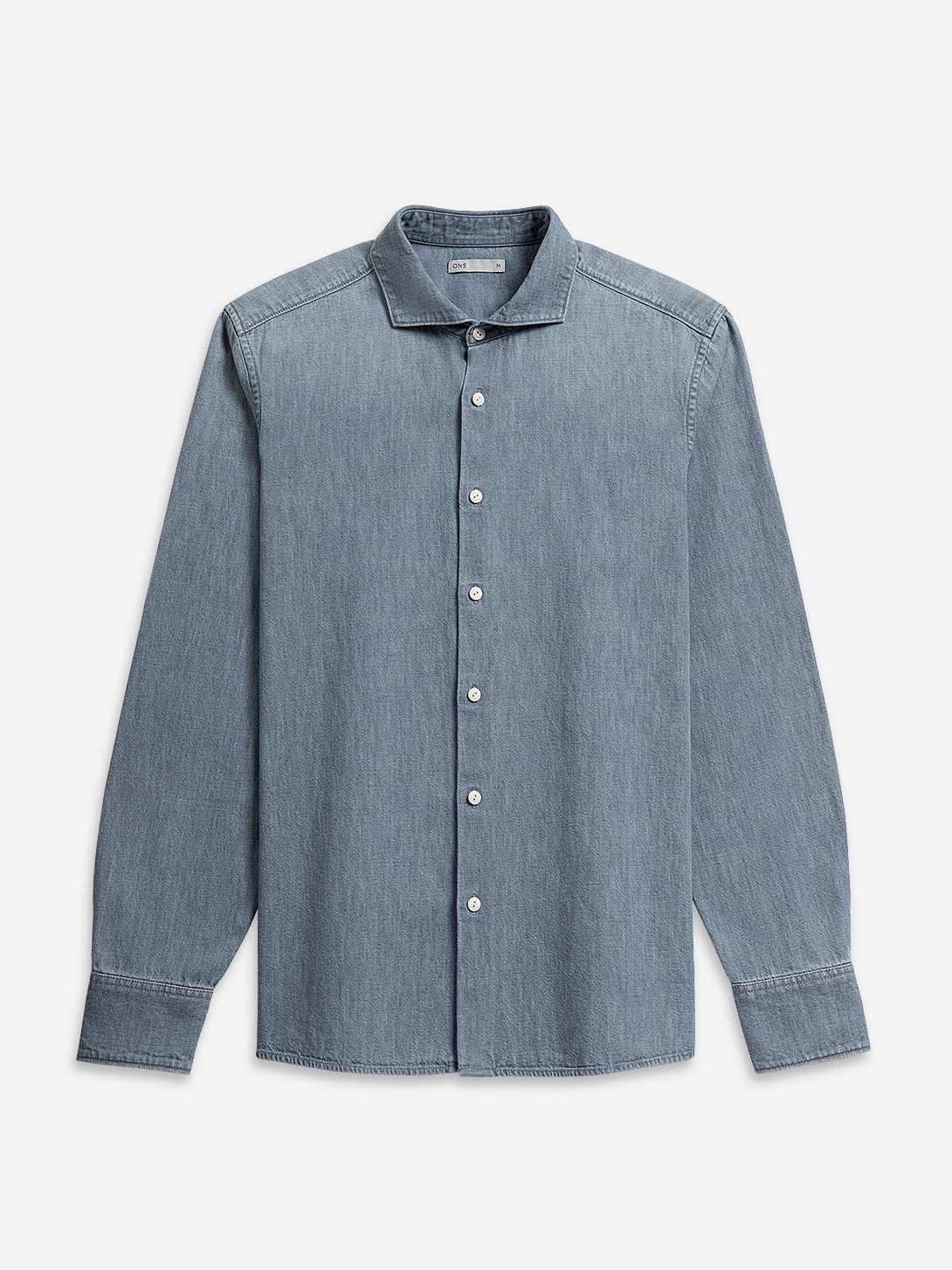 Lt Indigo Arthur Denim Shirt Mens Denim Cutaway Collar Button Up Shirt Faded Denim Durable Denim Shirt Casual Button Up