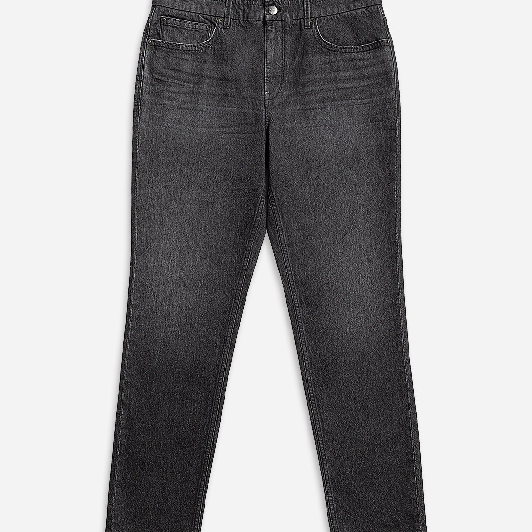 Mid Black Denim Houstons Denim Jeans Mens Tapered Fit Denim Jeans Distressed Jeans Dark Wash Modern Denim Pants