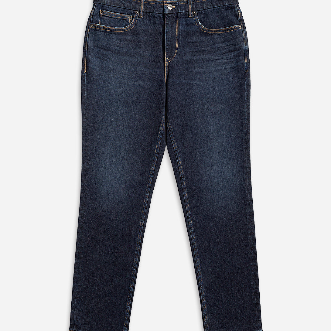 Dk Indigo Houstons Denim Jeans Mens Tapered Denim Jeans Worn Vintage Denim Wash Straight Fit Jeans