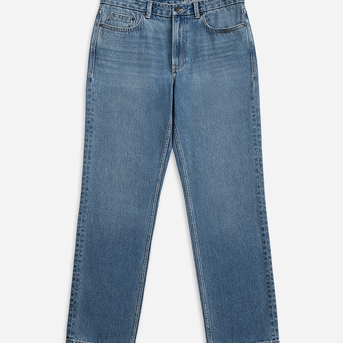 Lt Indigo Missions Denim Jeans Mens Straight Leg Denim Jeans Light Wash Blue Denim Worn In Denim Pants