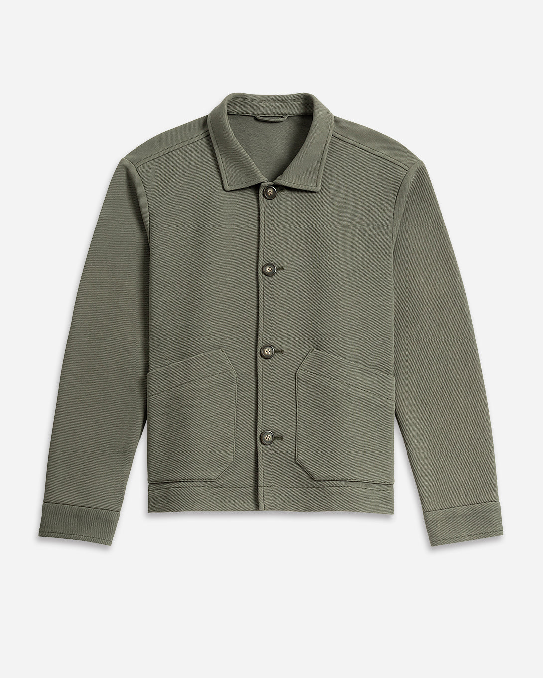 Forest Night Hawthorn Twill Knit Jacket Mens Collared Button Up Knit Jacket Layering Mens Jacket Waffle Knit Fabric