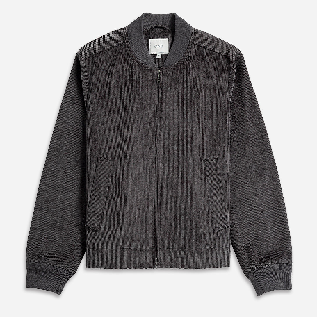 Dk Charcoal Dominic Corduroy Jacket Mens Corduroy Bomber Jacket Zip Up Cropped Jacket