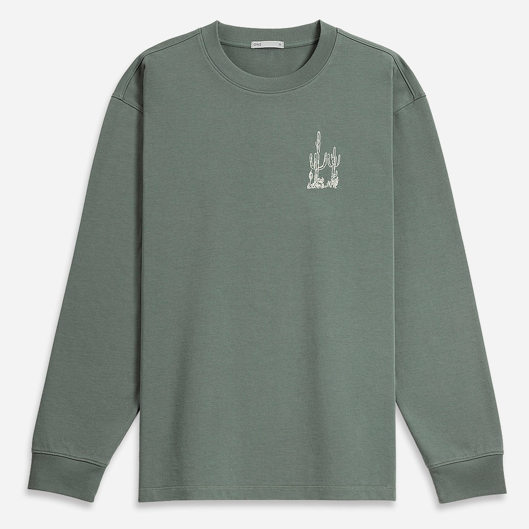 Stormy Sea Angelo Printed Tee Mens Long Sleeve Crew Neck Tee Graphic Print Shirt