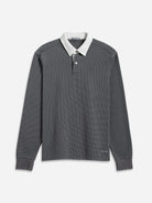 Dk Shadow Lind Waffle Rugby Polo Mens Long Sleeve Polo Waffle Fabric Contrast Collar Polo Classic Long Sleeve