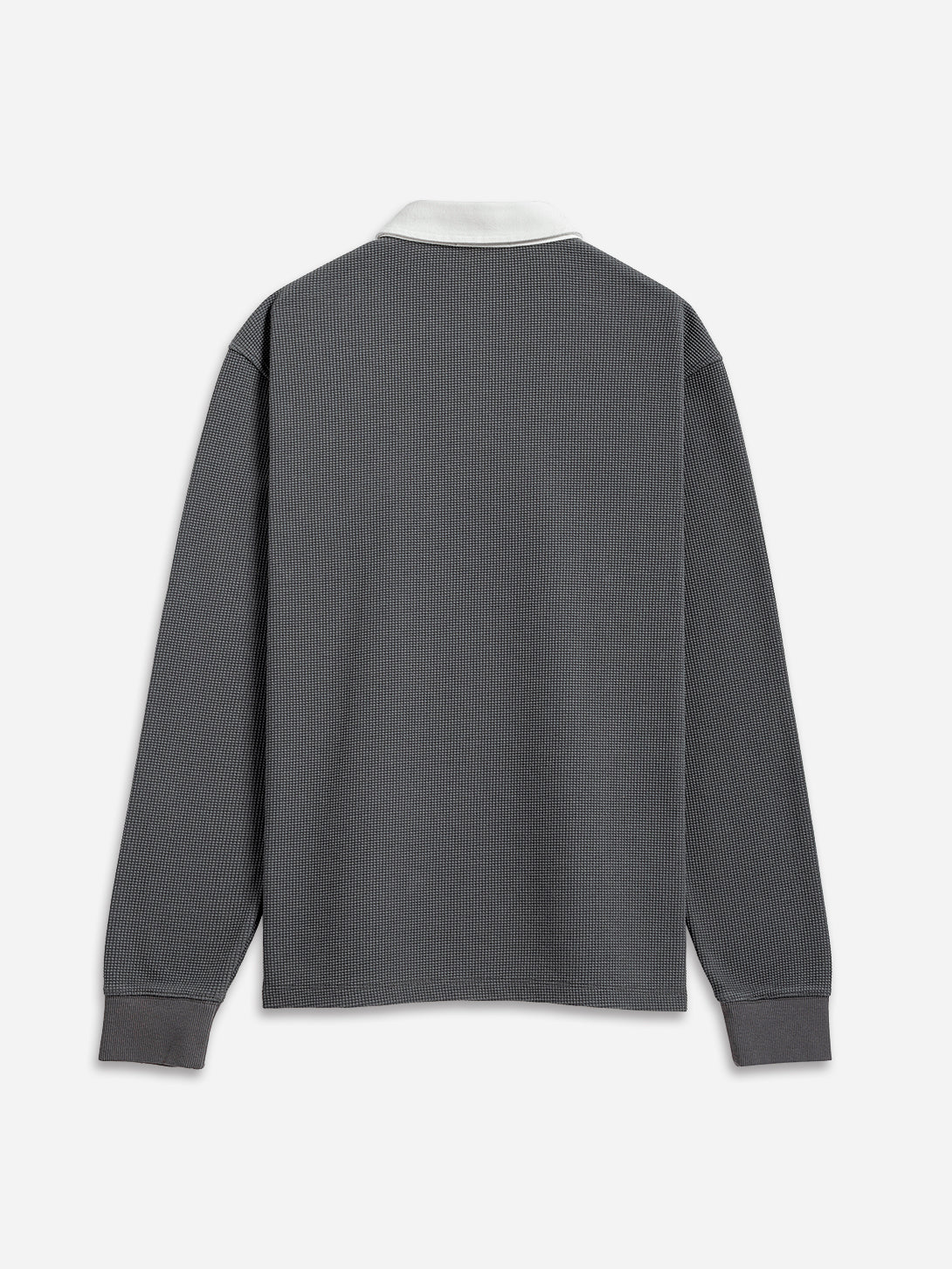 Dk Shadow Lind Waffle Rugby Polo Mens Long Sleeve Polo Waffle Fabric Contrast Collar Polo Classic Long Sleeve