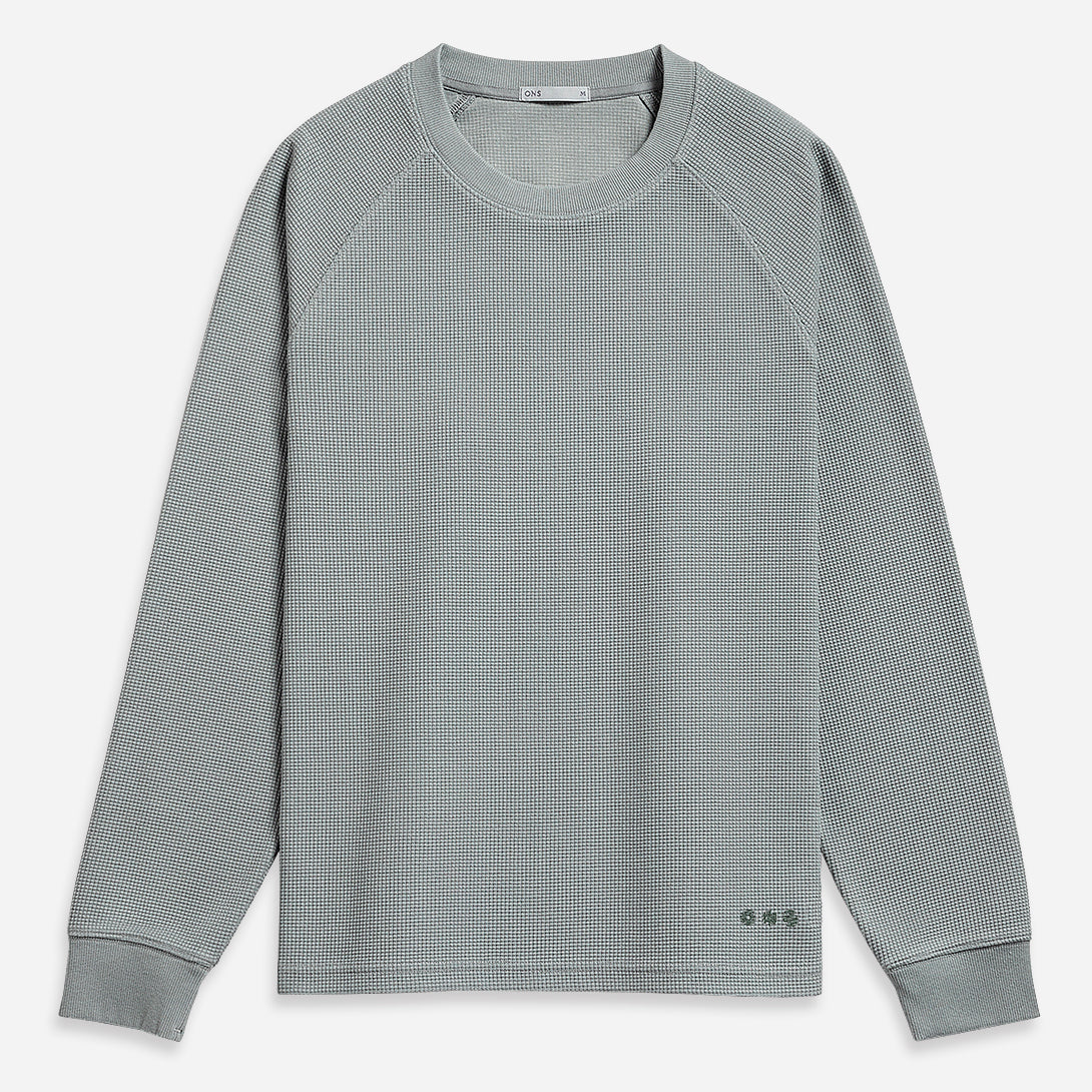 Silver Blue Deon Waffle L/S Tee Mens Raglan Sleeve Shirt Long Sleeve Waffle Shirt