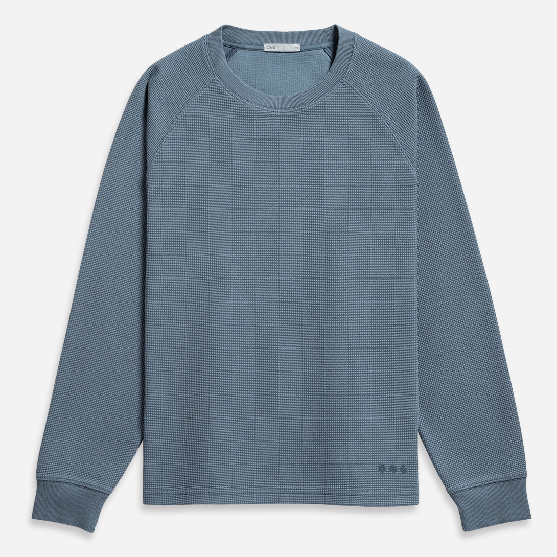 Citadel Blue Deon Waffle L/S Tee Mens Raglan Sleeve Shirt Long Sleeve Waffle Shirt