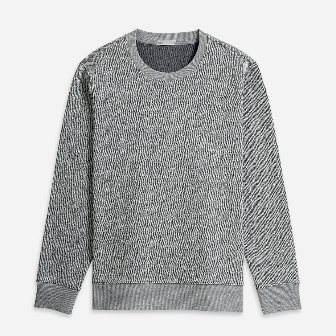 Grey Heather Deon Jacquard Sweatshirt Mens Pullover Sweatshirt Soft Heather Comfort Solid Grey Long Sleeve
