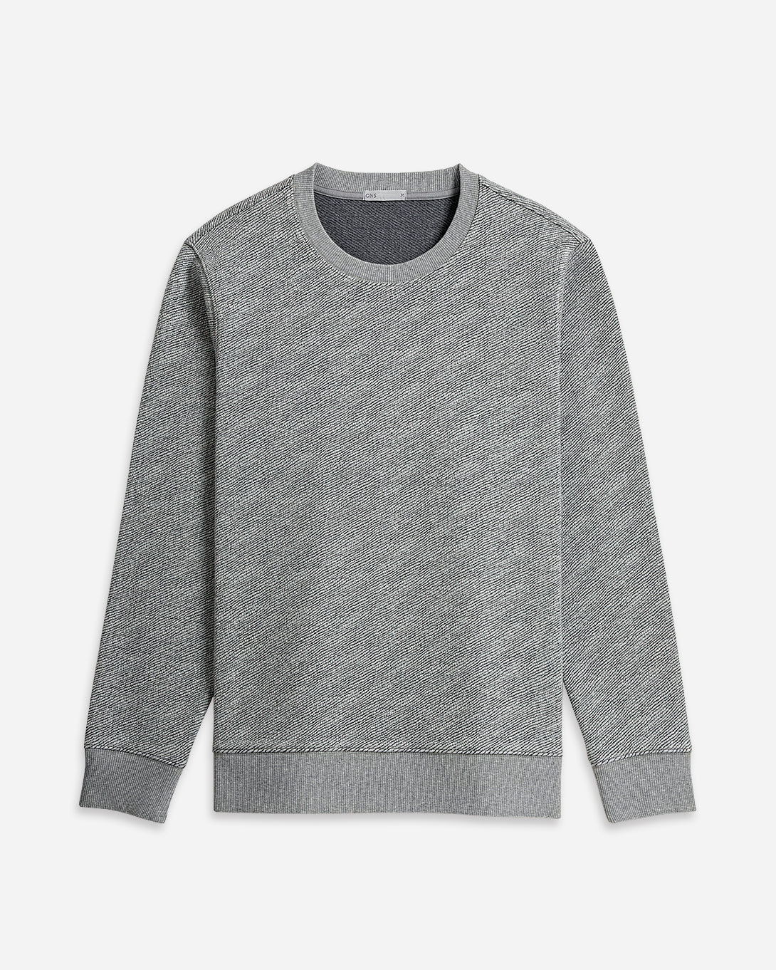 Grey Heather Deon Jacquard Sweatshirt Mens Pullover Sweatshirt Soft Heather Comfort Solid Grey Long Sleeve