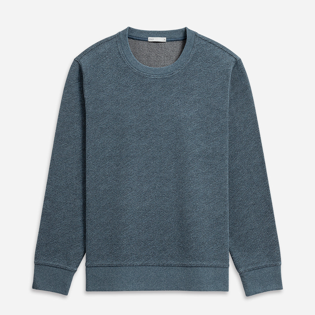 Yale Blue Heather Deon Jacquard Sweatshirt Mens Pullover Sweatshirt Soft Heather Comfort Solid Grey Long Sleeve