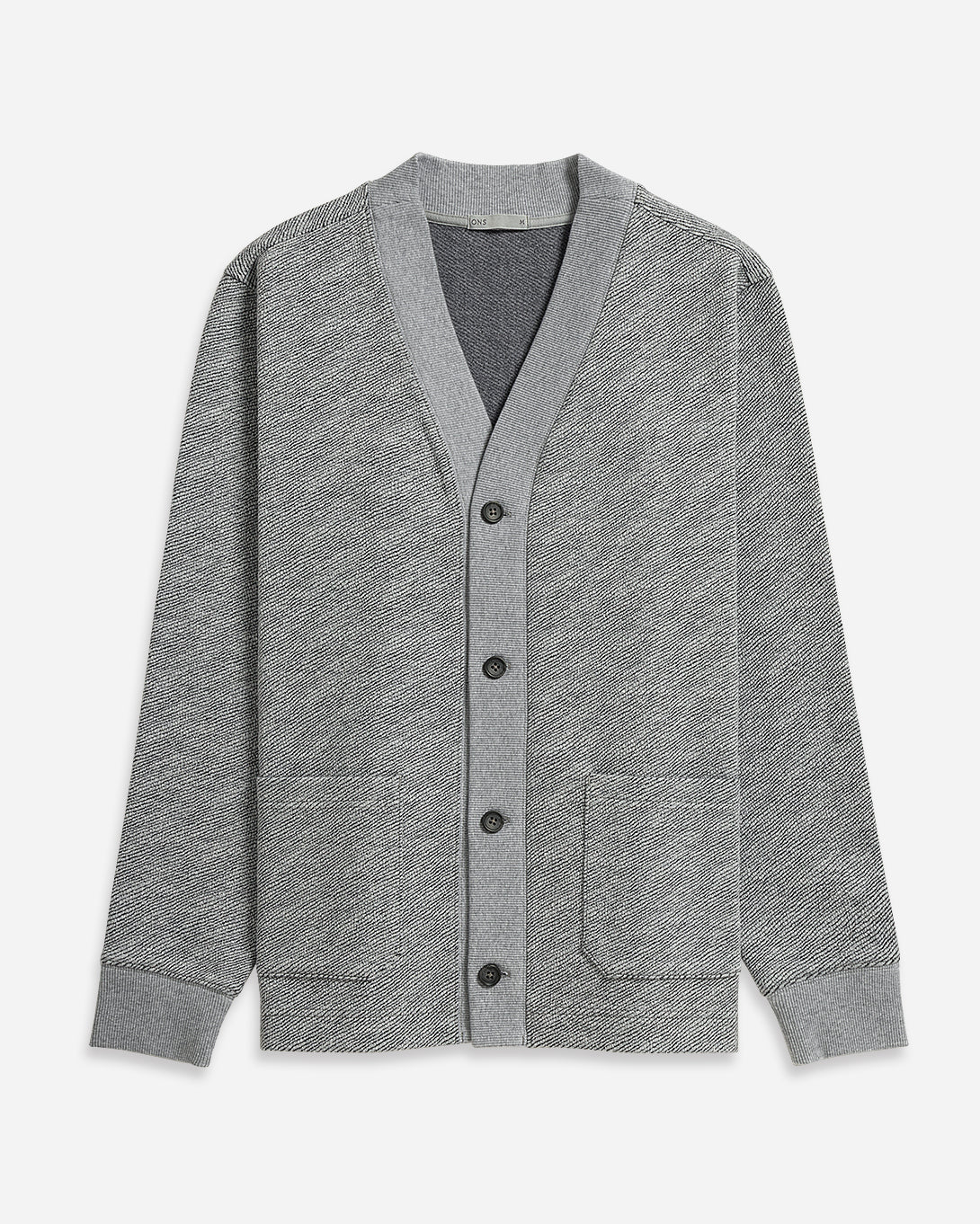 Grey Heather Byron Jacquard Cardigan Mens Cardigan Soft Heather Texture Button Up Long Sleeve Knit Cardigan