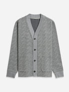 Grey Heather Byron Jacquard Cardigan Mens Cardigan Soft Heather Texture Button Up Long Sleeve Knit Cardigan