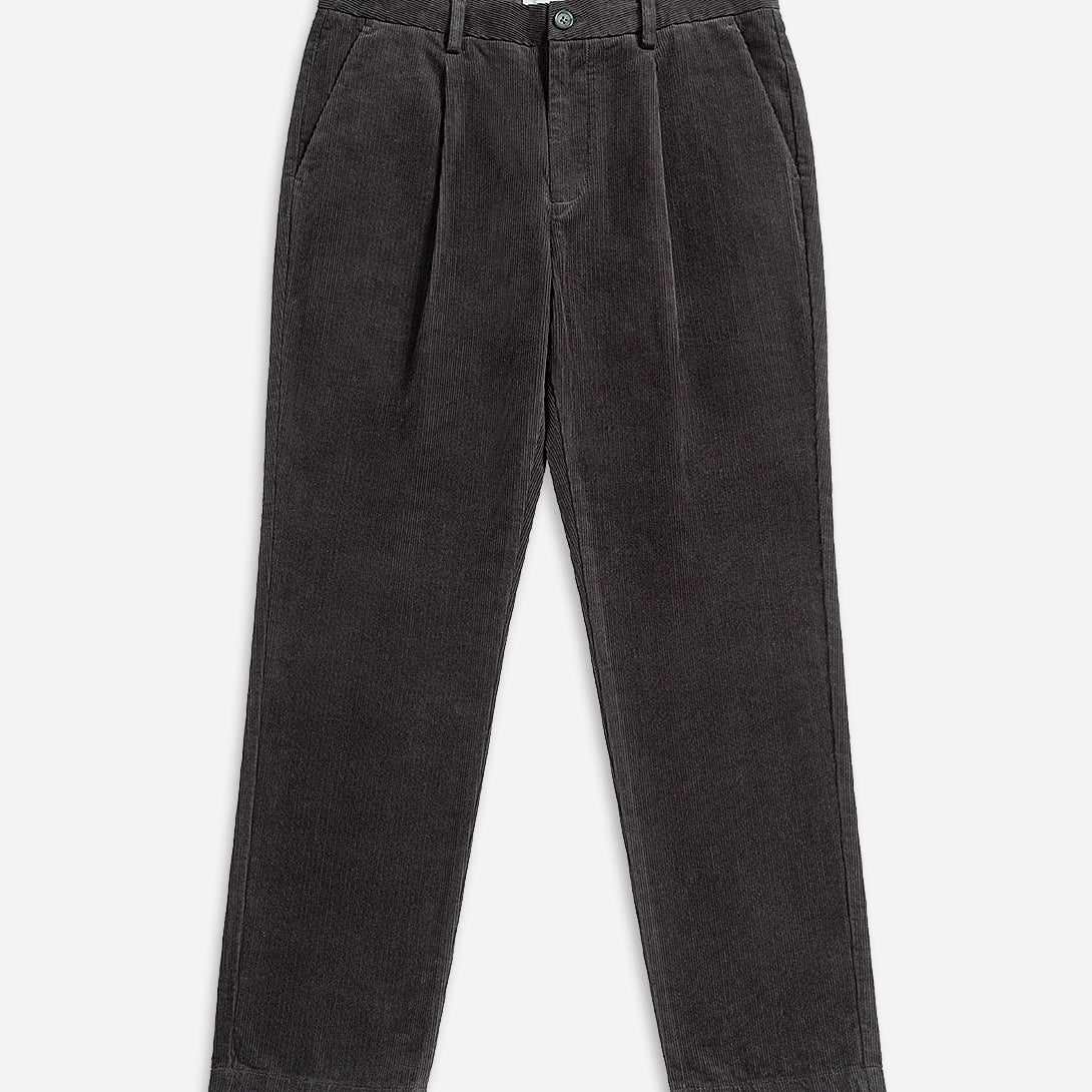 Dk Charcoal Niles Corduroy Trousers Mens Pleated Corduroy Pants Soft Brushed Corduroy Trousers