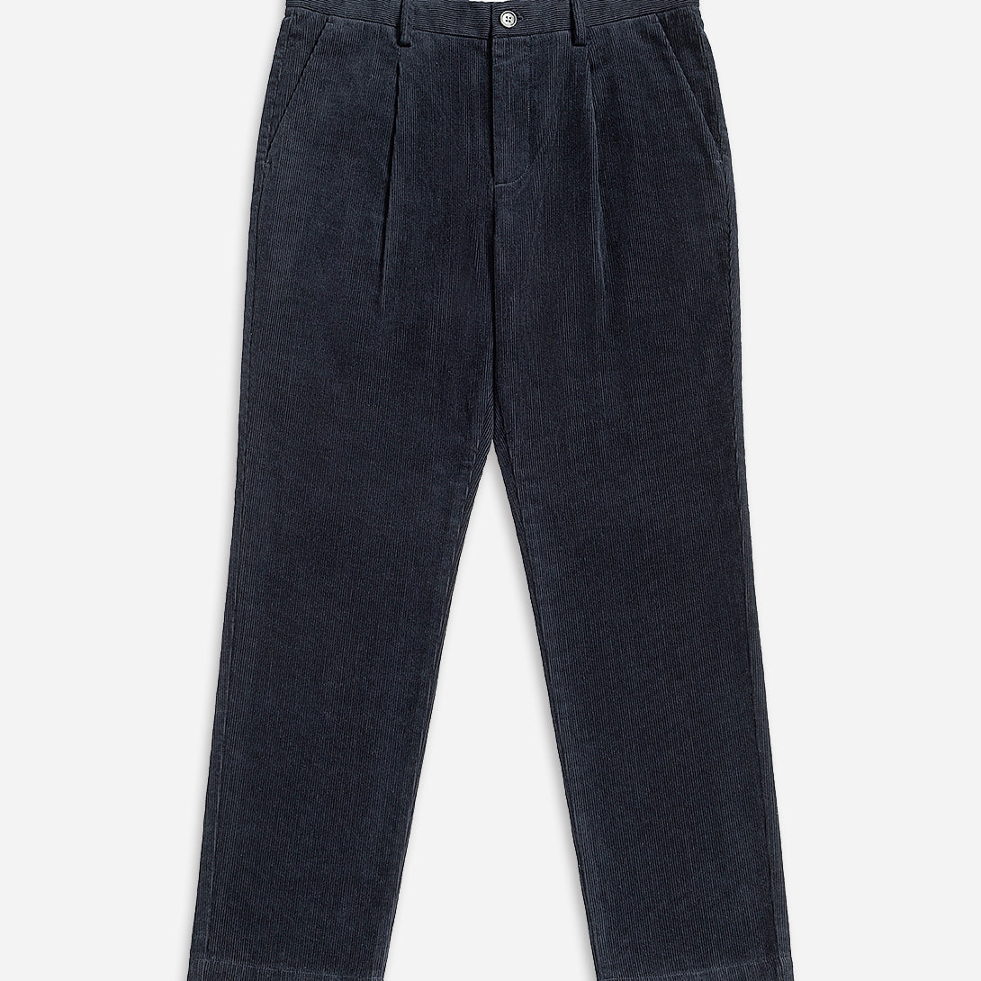 Dk Navy Niles Corduroy Trousers Mens Pleated Corduroy Pants Soft Brushed Corduroy Trousers