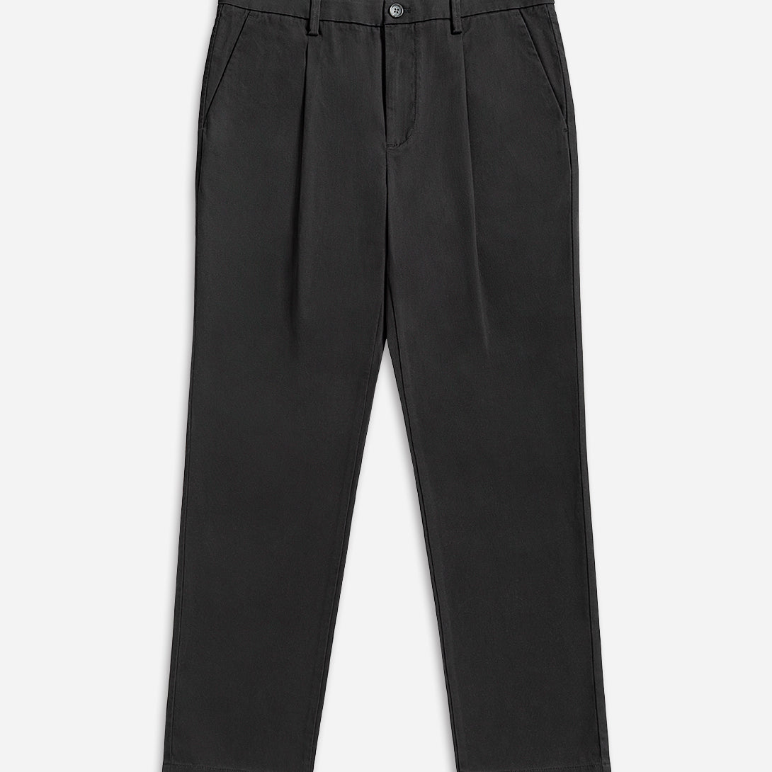 Black Niles Bedford Trousers Mens Pleated Light Weight Trousers Stretch Pants Belt Loops Cotton Spandex Blend Pants