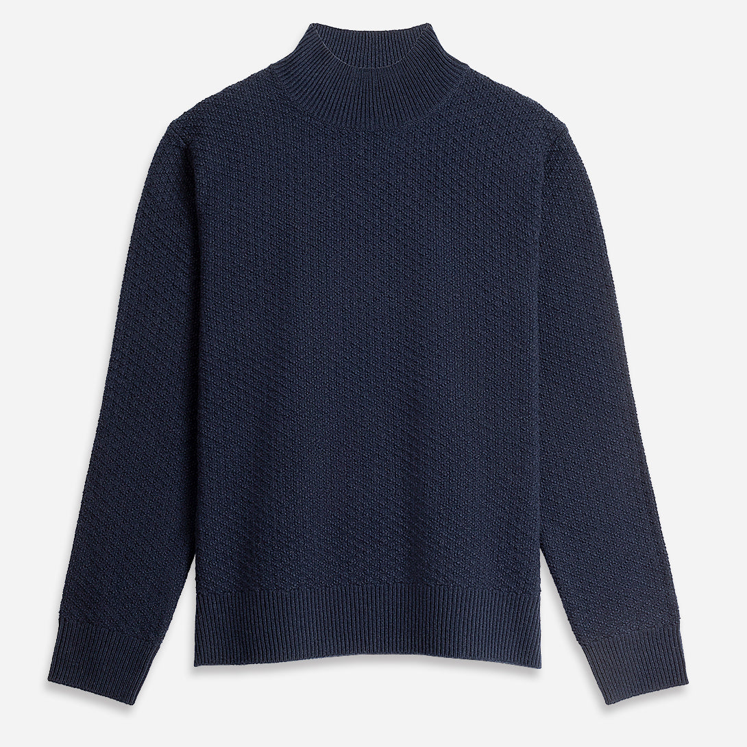 Navy Heather Acton Mock Neck Pullover Mens Wool Cashmere Mock Neck Sweater Pullover Soft