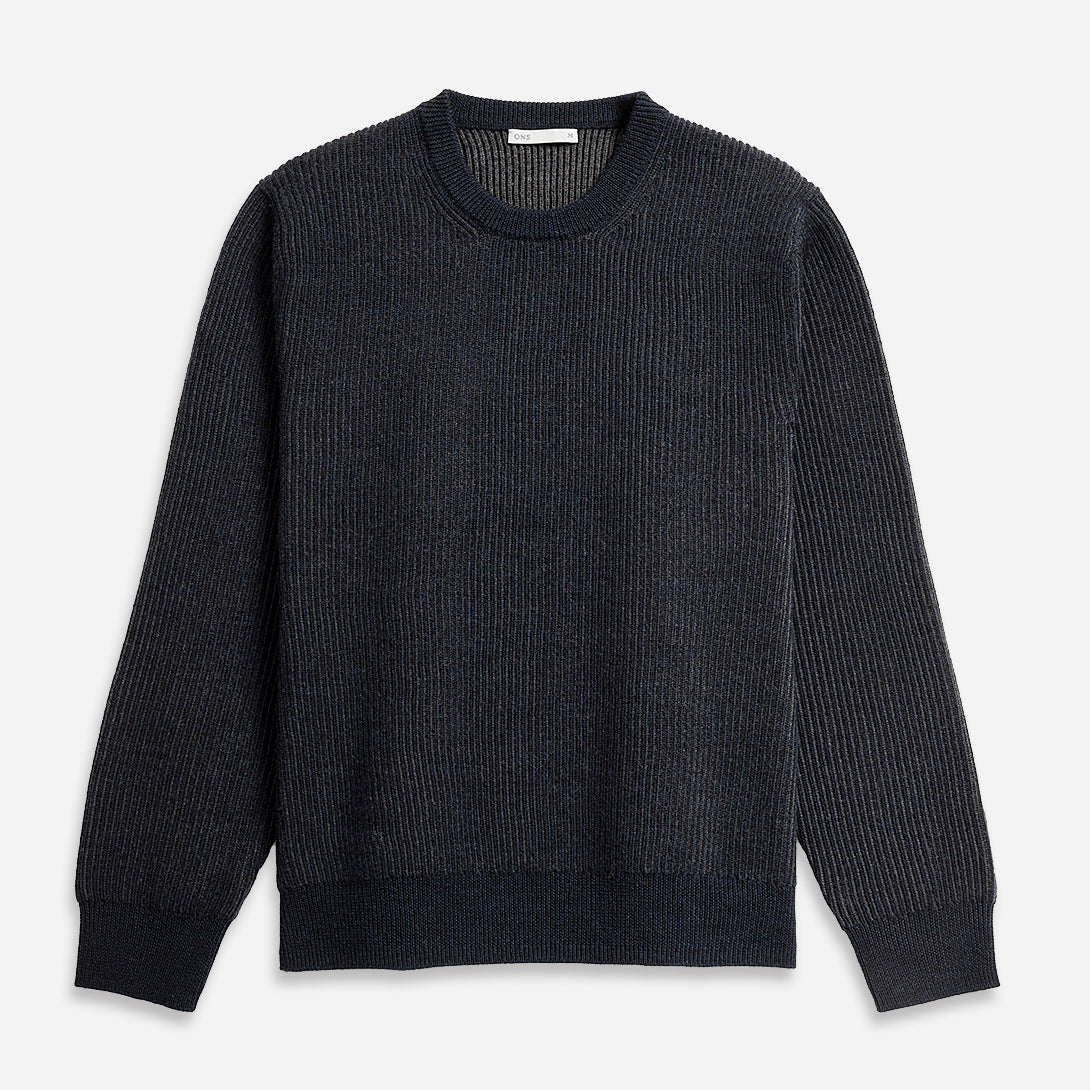 Navy Heather Chapman Crew Neck Pullover Mens Sweater Pullover Crew Neck Soft Merino Wool Sweater