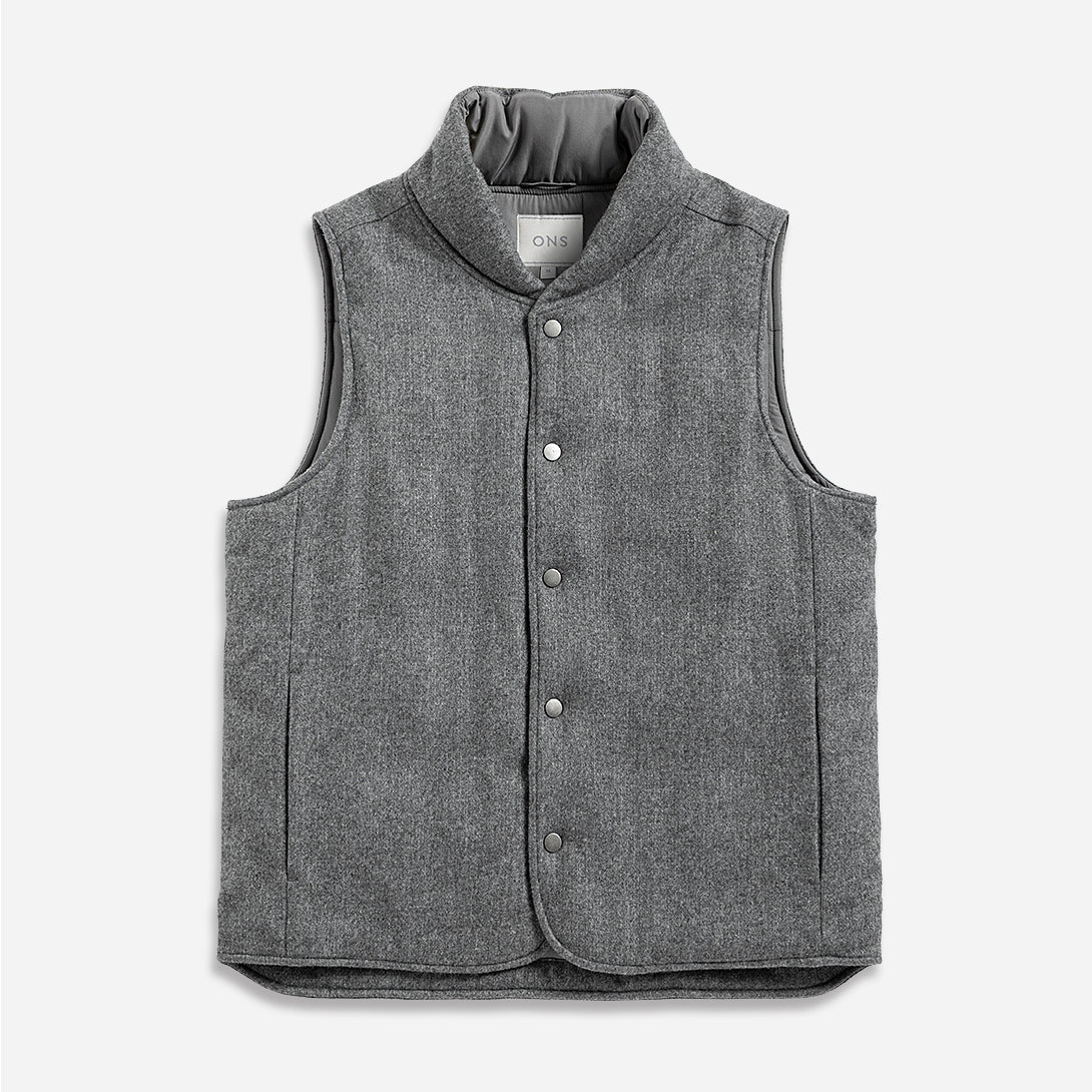 Dk Charcoal Heather Raul Puffer Vest Mens Vest Jacket Turtleneck Collar Soft Heather Fabric Mens Vest