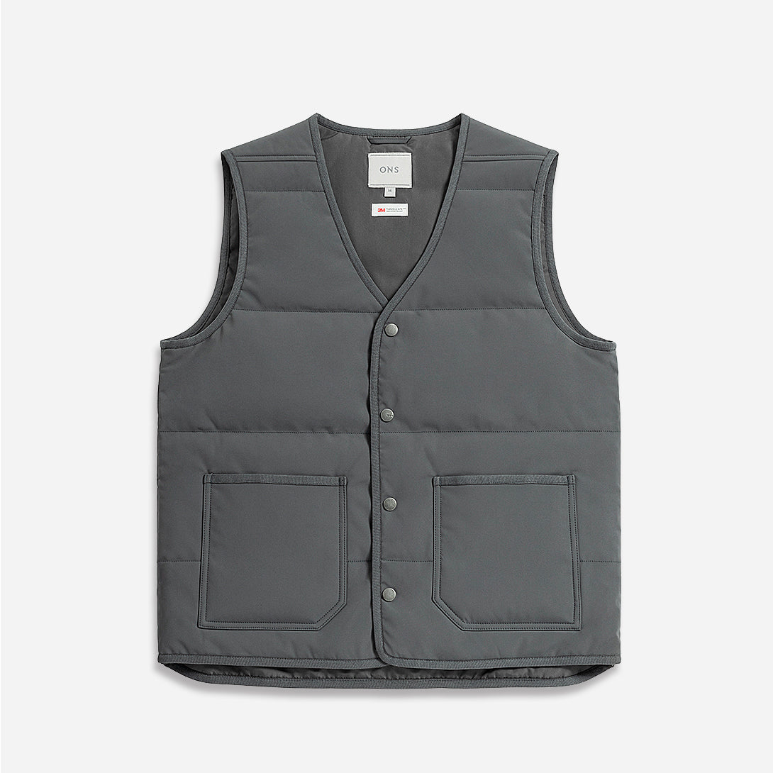 Grey Herron Vest Mens Padded Grey Vest V Neck Design Light Weight Outerwear