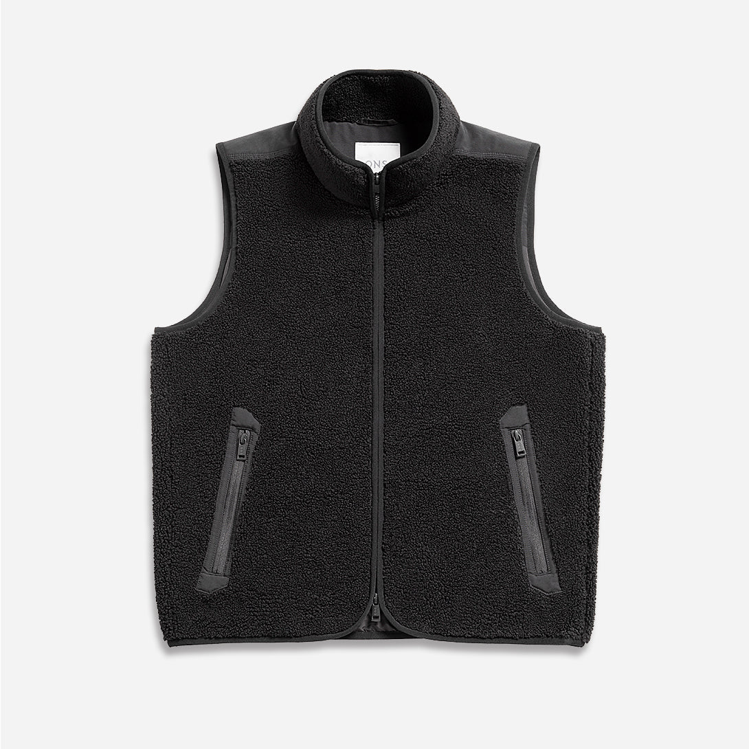 Black Thompson Sherpa Vest Mens Temperature Regulated Vest Sherpa Soft Construction Utility Zippers Outdoor Vest