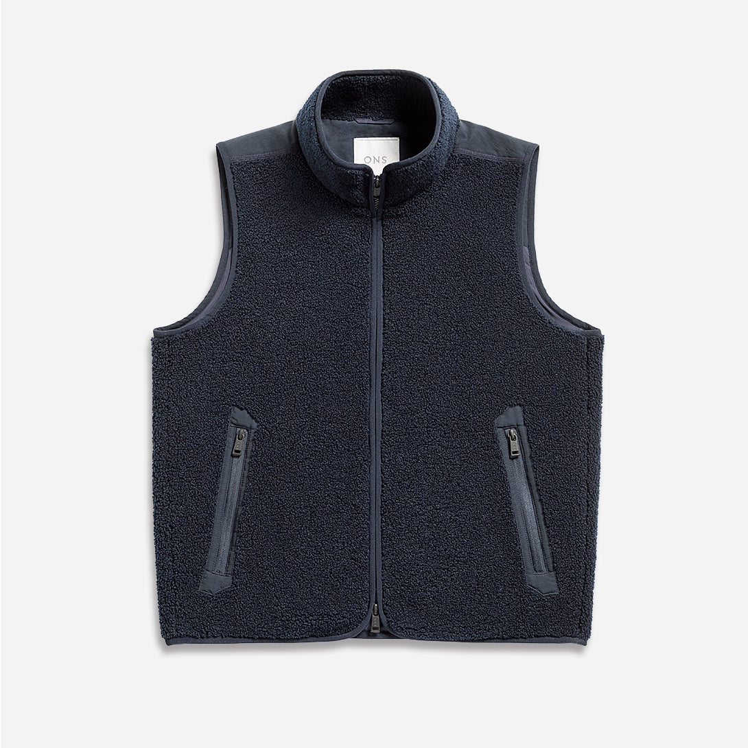 Dk Navy Thompson Sherpa Vest Mens Temperature Regulated Vest Sherpa Soft Construction Utility Zippers Outdoor Vest
