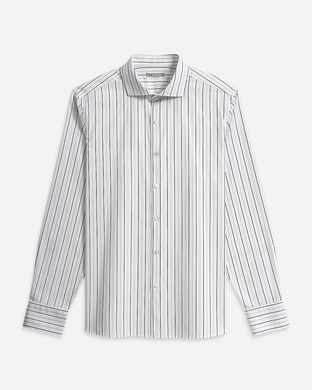 Bright White/Black Stripe Arthur Stripe Shirt Mens Cutaway Collar Shirt Striped Dress Shirt Formal Workwear Button Up Shirt Long Sleeve