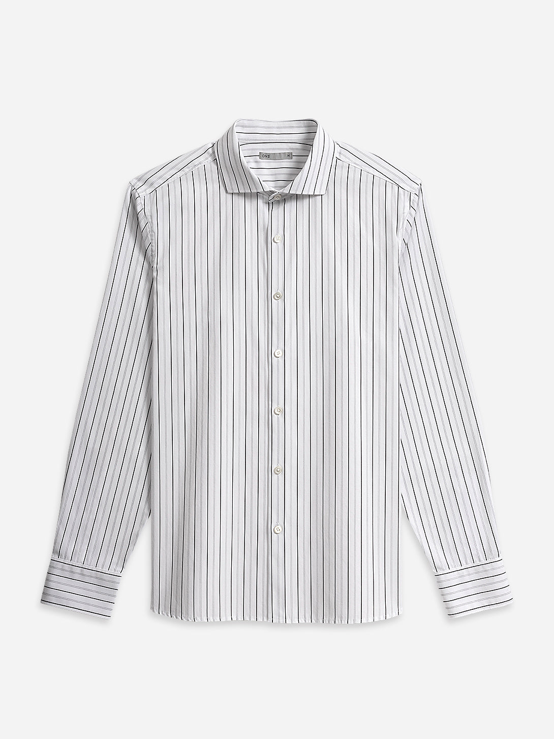 Bright White/Black Stripe Arthur Stripe Shirt Mens Cutaway Collar Shirt Striped Dress Shirt Formal Workwear Button Up Shirt Long Sleeve