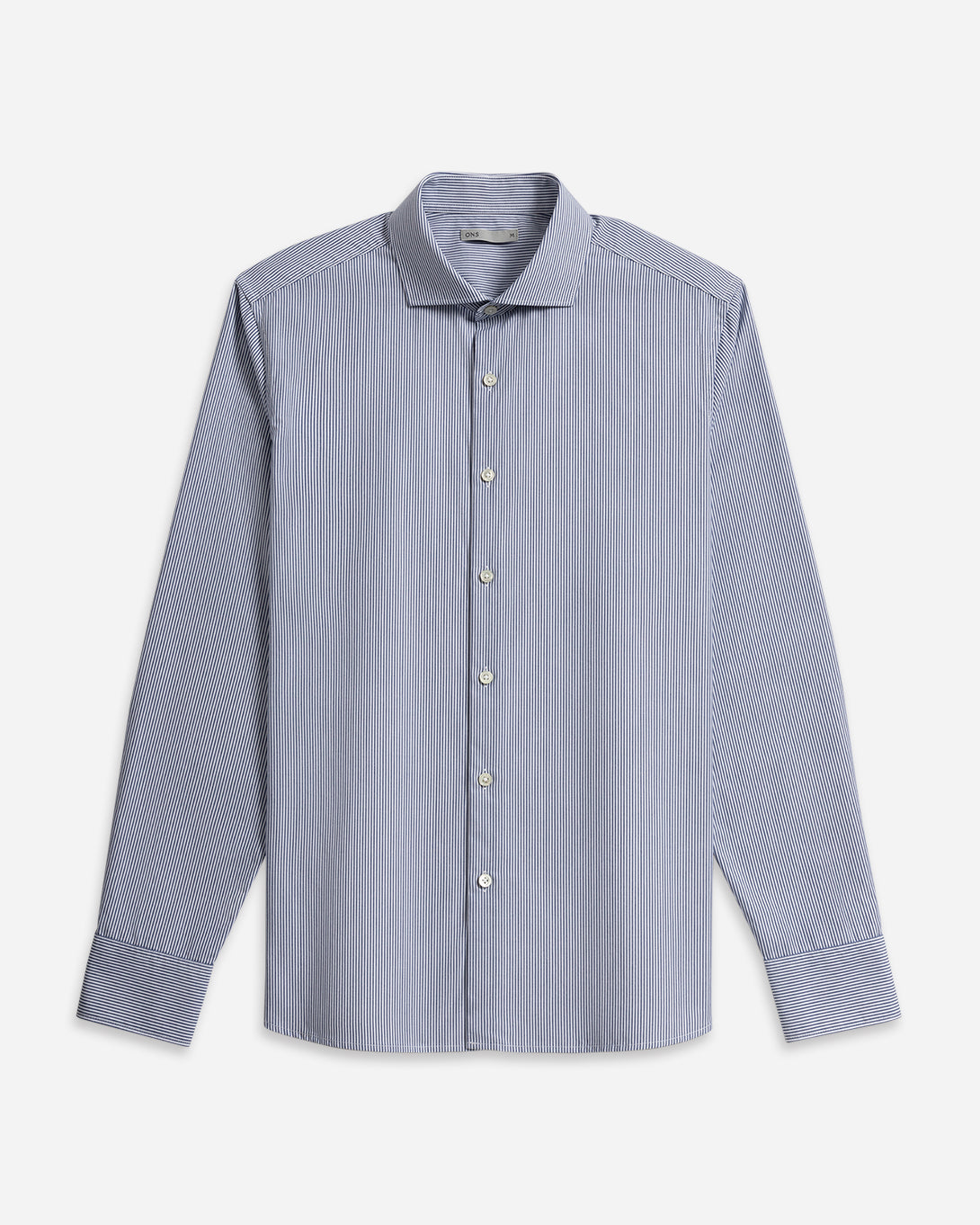 Bright White/Mid Blue Stripe Arthur Bengal Stripe Shirt Mens Cutaway Collar Shirt Formal Workwear Striped Dress Shirt