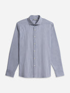 Bright White/Mid Blue Stripe Arthur Bengal Stripe Shirt Mens Cutaway Collar Shirt Formal Workwear Striped Dress Shirt