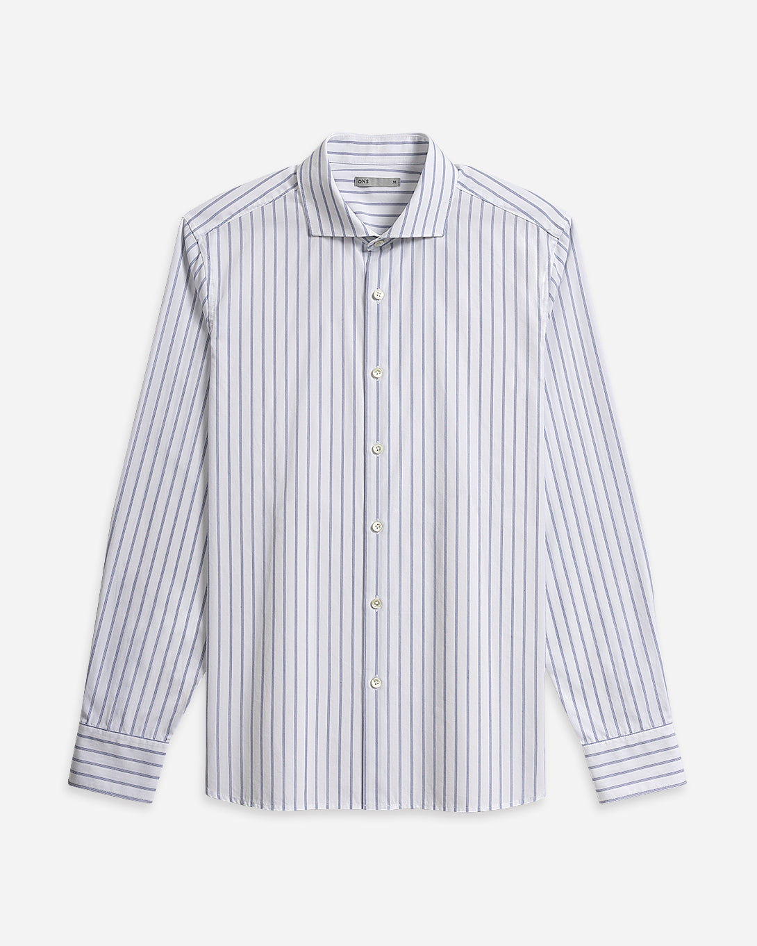Bright White/Mid Blue Stripe Arthur Track Stripe Shirt Mens Cutaway Collar Shirt Striped Button Up Shirt Work Formal Shirt