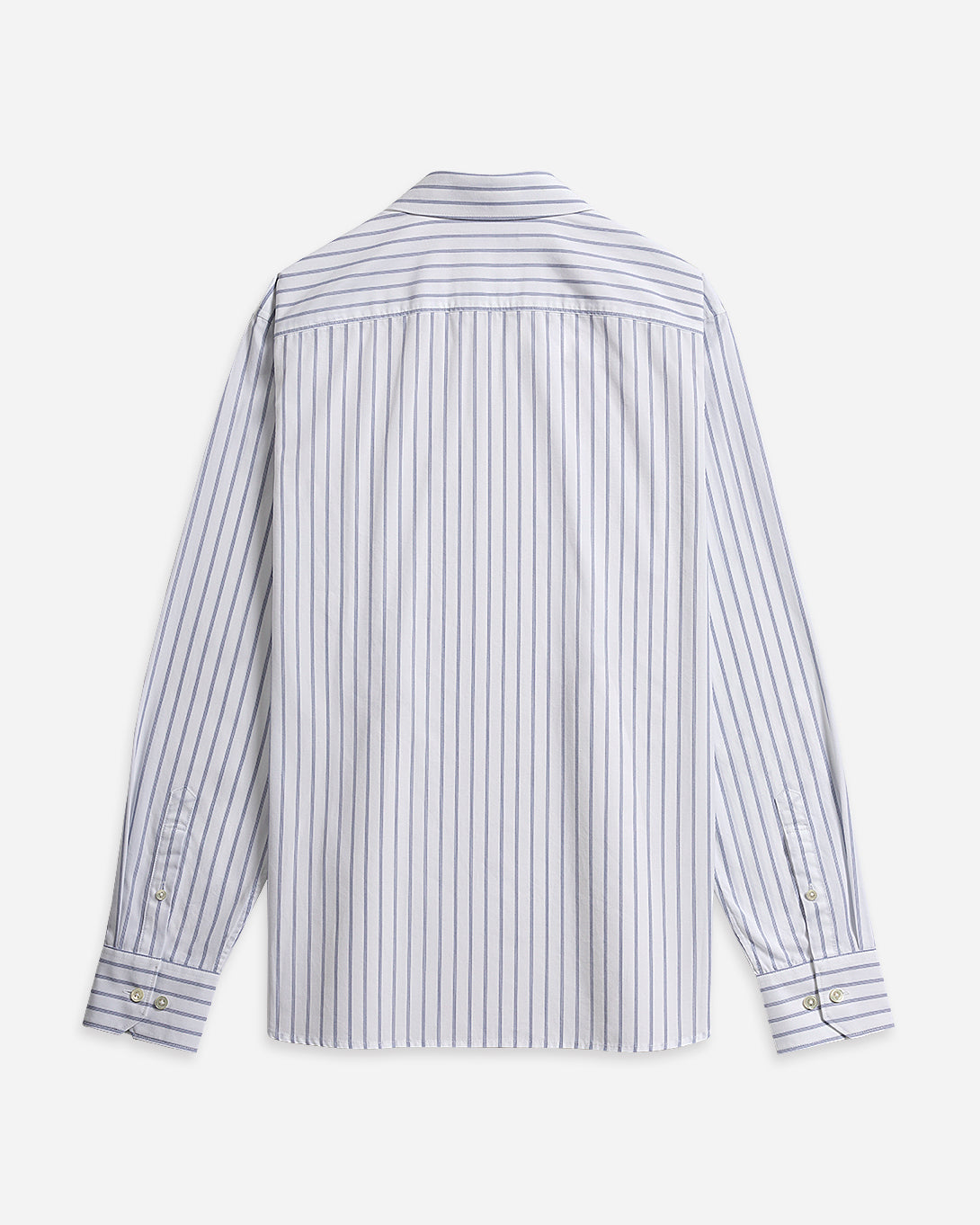 Bright White/Mid Blue Stripe Arthur Track Stripe Shirt Mens Cutaway Collar Shirt Striped Button Up Shirt Work Formal Shirt