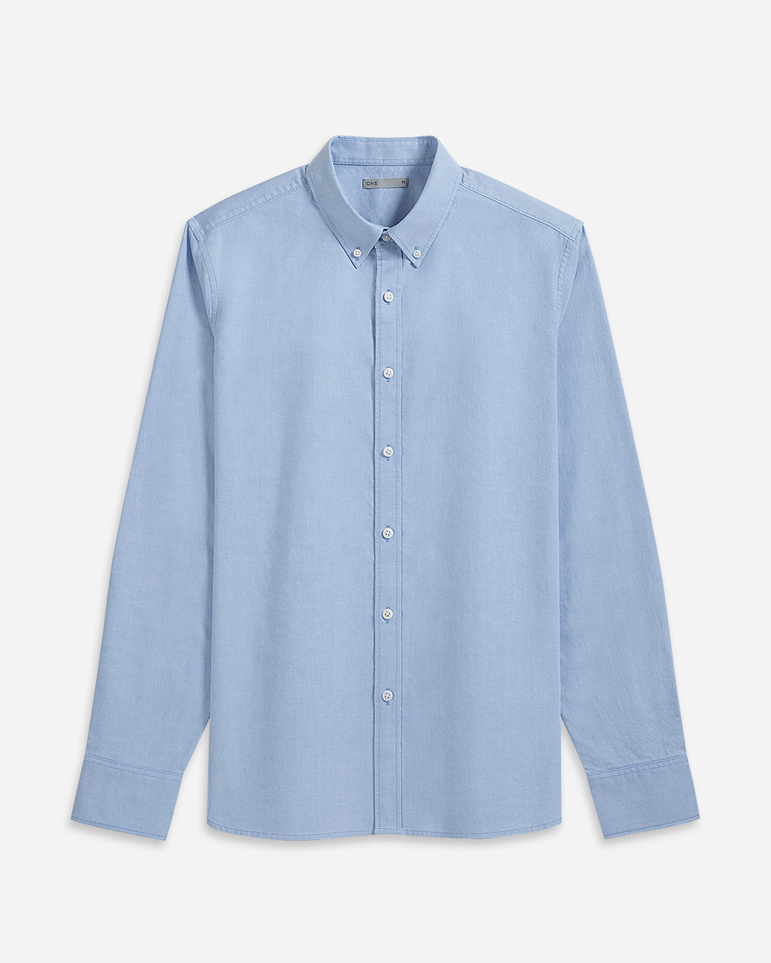 Mid Blue Fulton Oxford Shirt Mens Button Down Collar Shirt Oxford Cotton Fabric Casual Dress Shirt Simple Workwear Long Sleeve Shirting