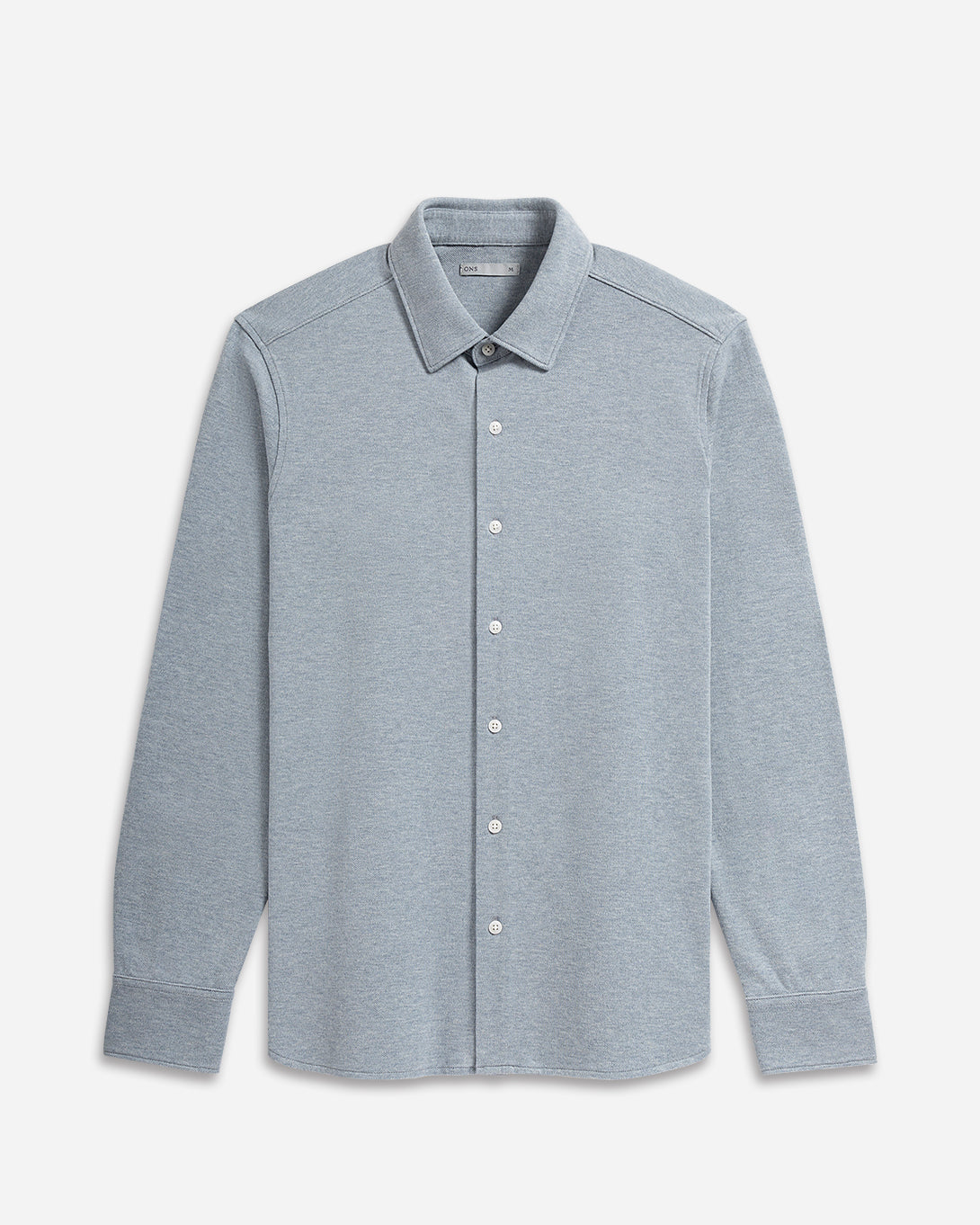 Mid Blue Heather Darcy Heather Shirt Mens Button Up Point Collar Shirt Blue Casual Long Sleeve Collared Work Shirt